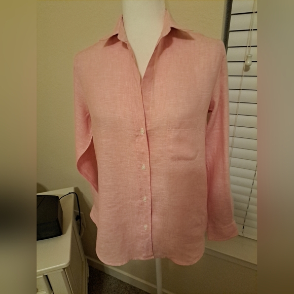 Grayson Tops - Grayson Women's Buttondown Linen Shirt Pink Excellent Condition Size XS